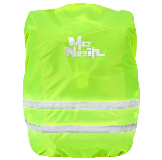 McNeill Regenhaube neongelb mit reflektierenden Doppelstreifen und Logo