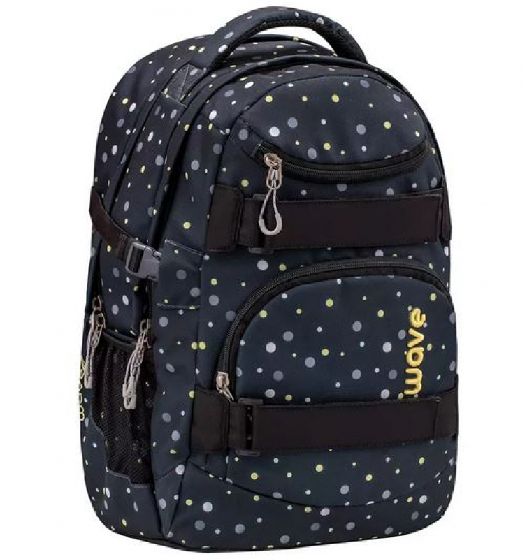 Wave 'Infinity' Schulrucksack 30L 1040g black and yello dots