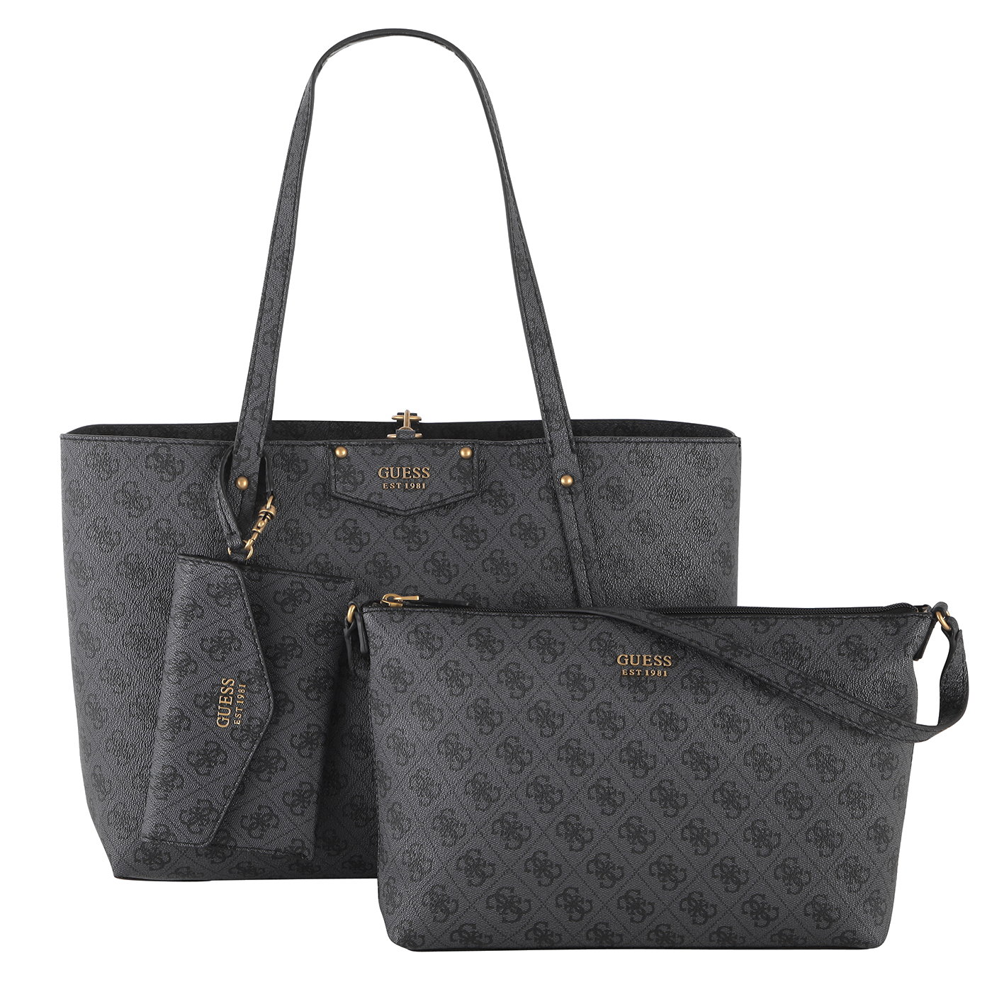 Guess 'Eco Brenton Tote' Damentasche Syntetik coal logo