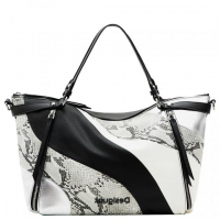 Desigual 'Bag Patch Psico Snake Libia' Damentasche schwarz/silber