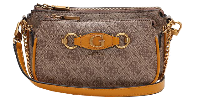 Guess 'Izzy Double Pouch' Damentasche klein Syntetik latte logo/yellow