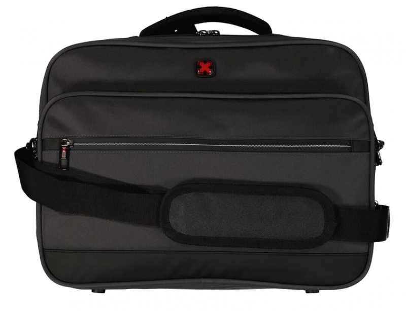 Dernier 'Travel`n`Meet' Schultertasche aus Spinnstoff Querformat m. Laptopfach grau