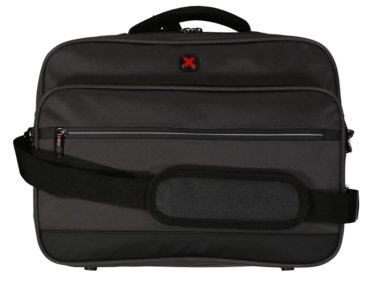 Dernier 'Travel`n`Meet' Schultertasche aus Spinnstoff Querformat m. Laptopfach grau