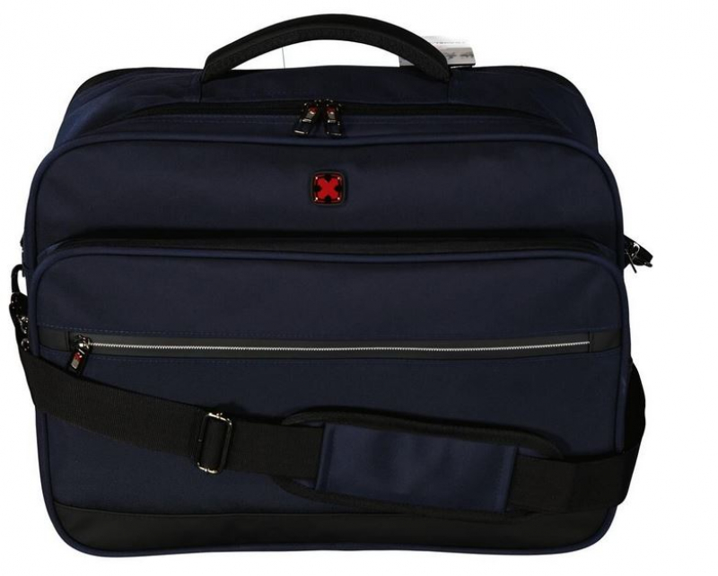 Dernier 'Travel`n`Meet' Schultertasche aus Spinnstoff Querformat m. Laptopfach navy