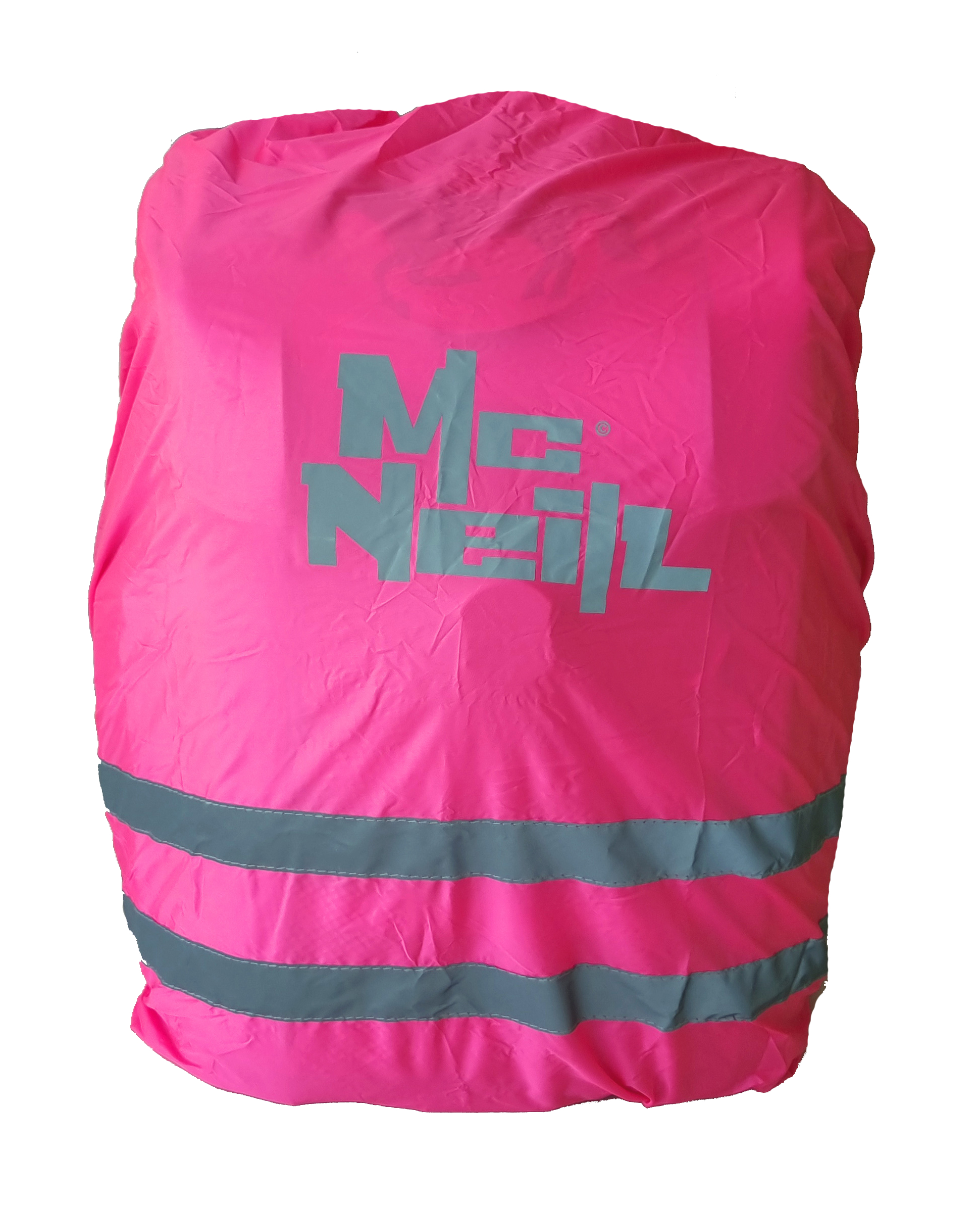 McNeill Regenhaube neonpink mit reflektierenden Doppelstreifen und Logo