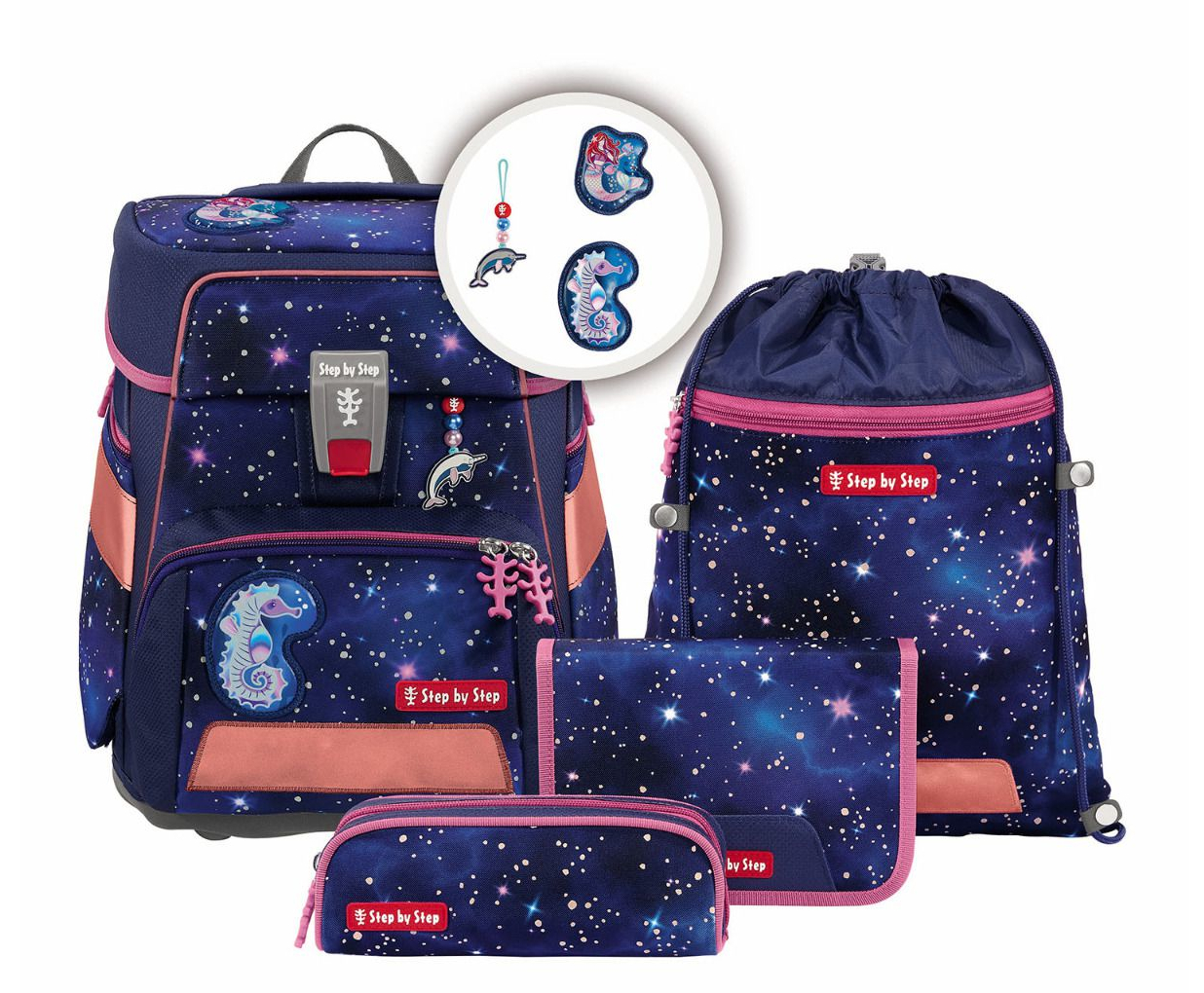 Step by Step 'Star Seahorse Zoe' Space Reflect Schulrucksack-Set 5tlg. lila