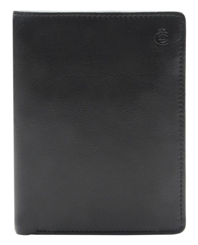 Esquire 'Logo 10' Kombibörse Hochformat mit Reißverschluss RFID Schutz echt Leder schwarz