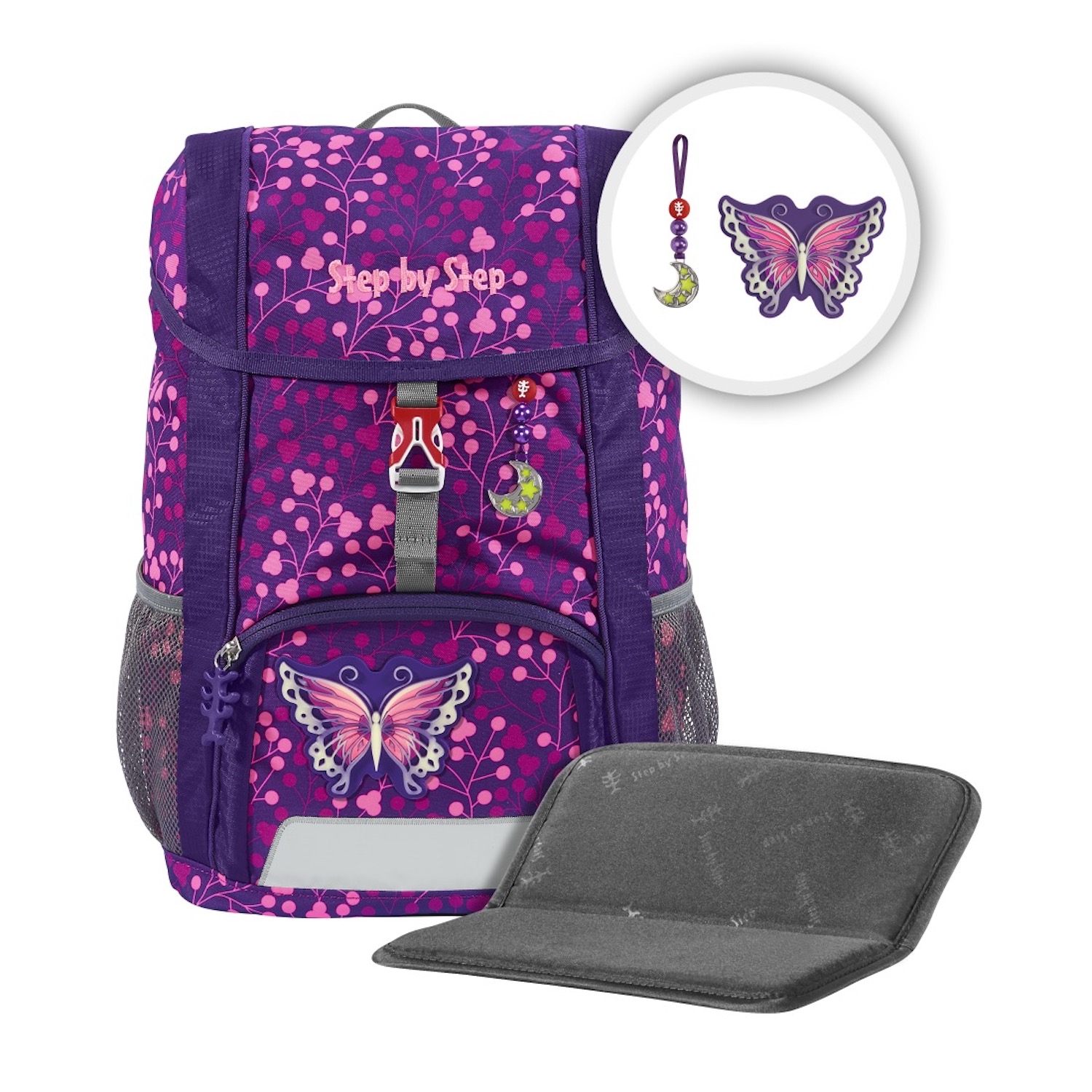 Step by Step 'Butterfly Night Ina' Kid Shine Kindergarten-Rucksack 380g 13l 3tlg. lila