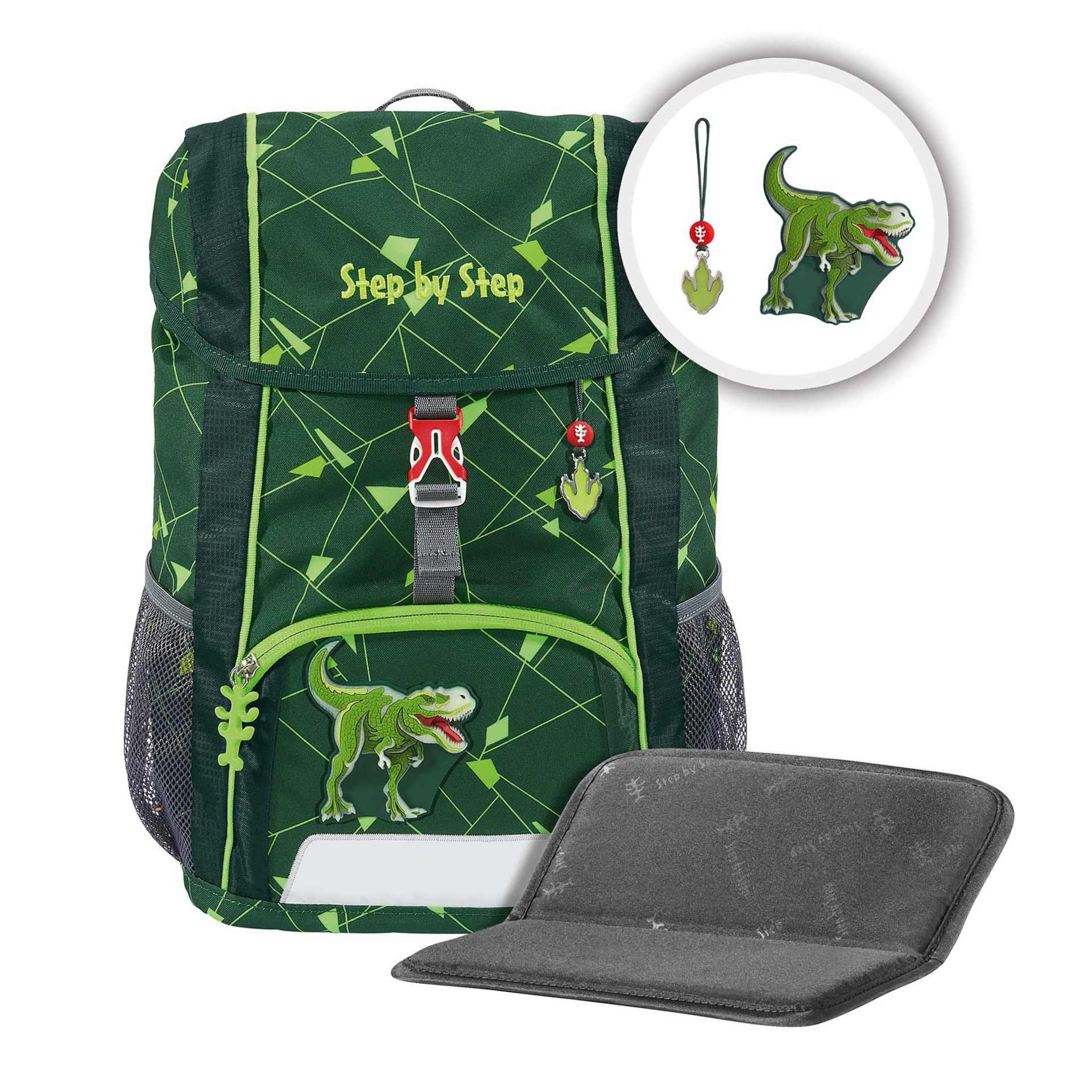 Step by Step 'Dino Night Tyro' Kid Shine Kindergarten-Rucksack 380g 13l 3tlg. grün