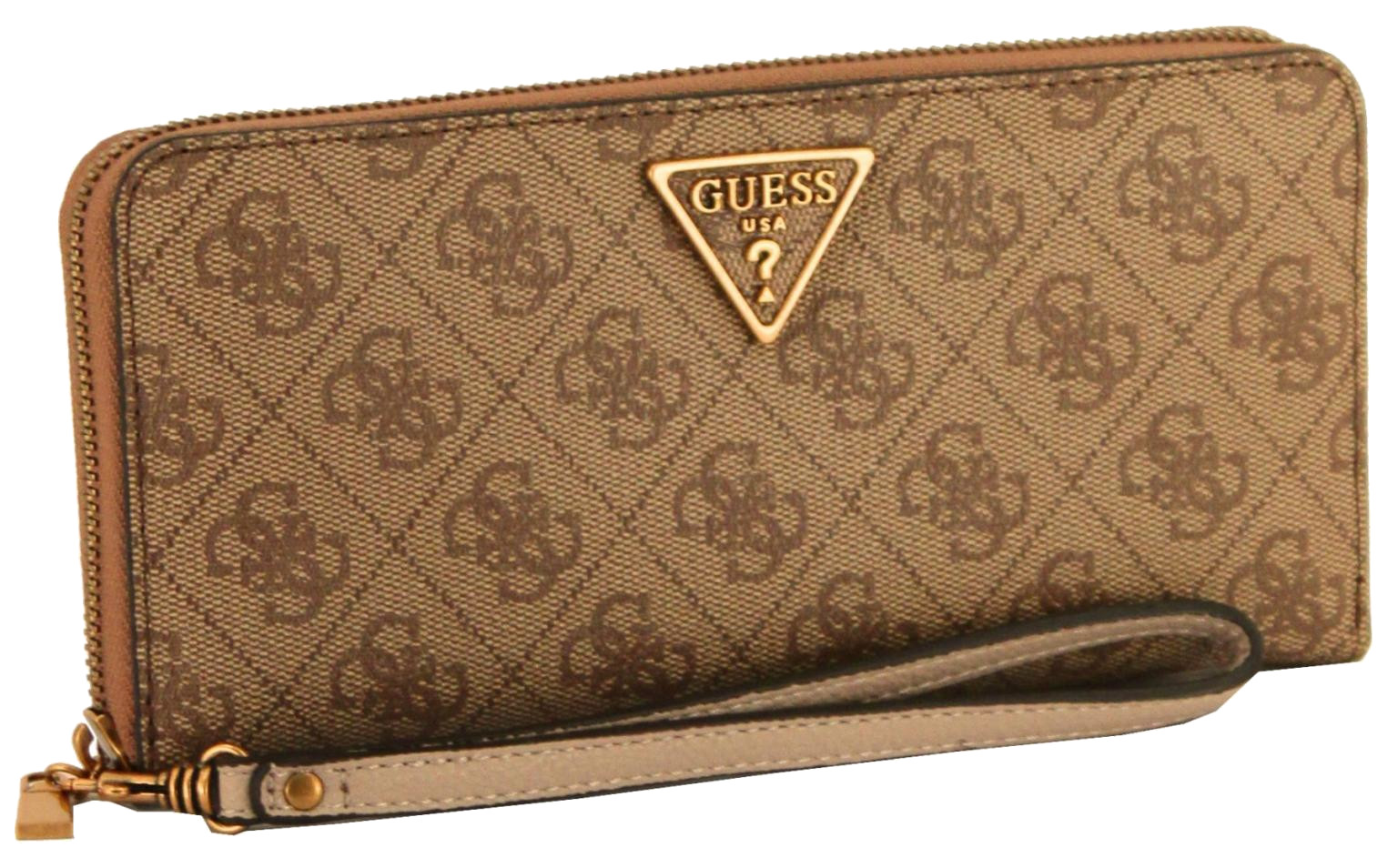 Guess 'Laurel SLG' Large Zip Around Damenbörse Synthetik latte logo