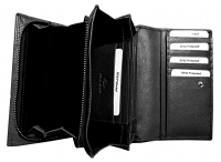 HGL Damenlangbörse mit Überschlag RFID-Schutz echt Leder schwarz