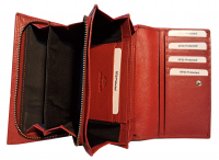 HGL Damenlangbörse mit Überschlag RFID-Schutz echt Leder rot