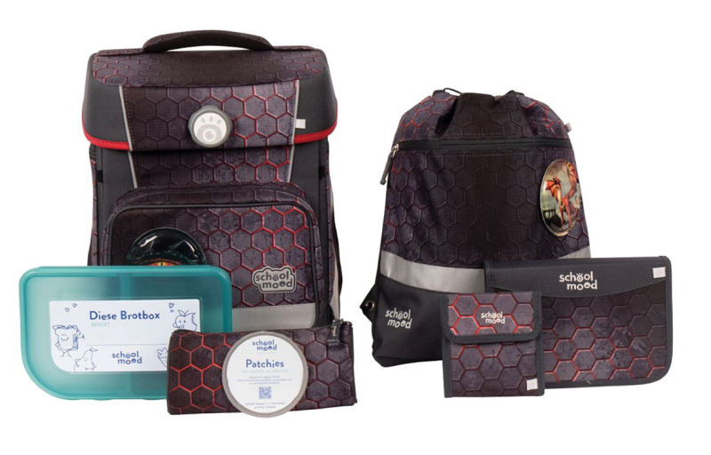 schoolmood 'Mika' Schulranzen-Set 7-tlg. Hero Maxx Air+ 1150g 21l Drache