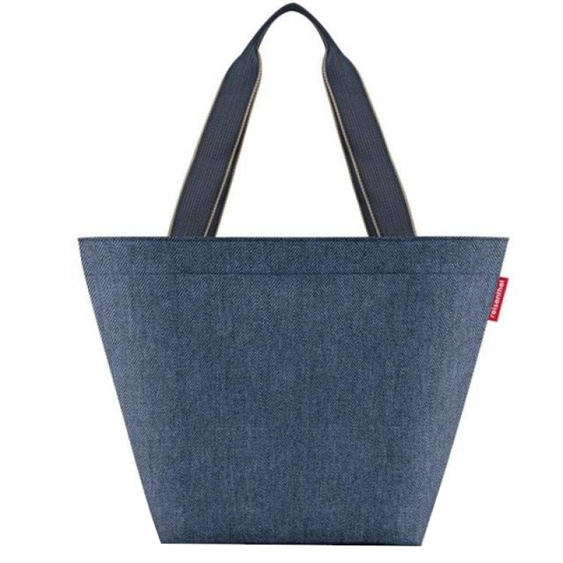 Reisenthel 'shopper M' 15l herringbone dark blue