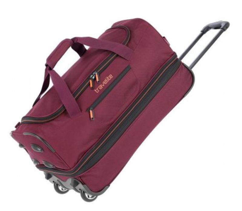 Travelite 'Basics' Trolley RT 55cm erweiterbar 2,3kg 51/64l bordeaux/orange