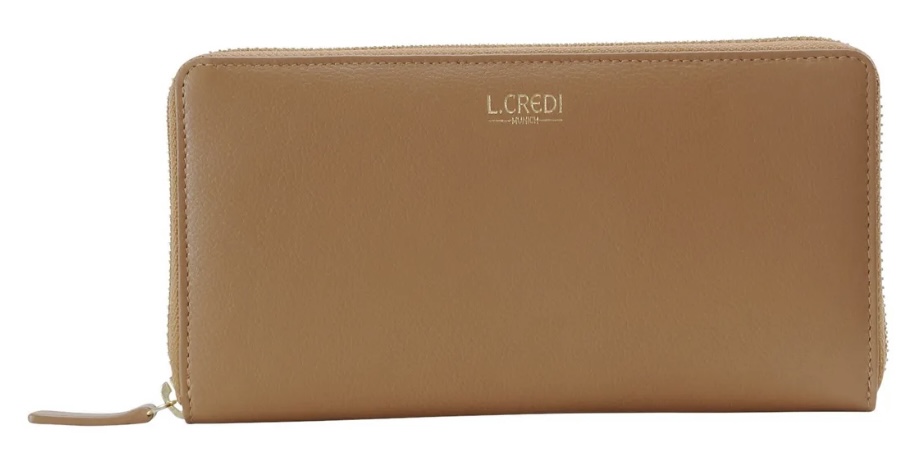 L.Credi 'Evelyn' Reißverschlussbörse lang echt Leder cognac