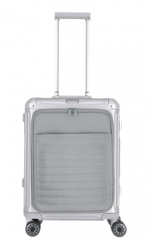 Travelite 'Next' 4-Rad-Bordtrolley S+ 55cm mit Vortasche 4,6kg 41l  Aluminium silber