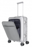 Travelite 'Next' 4-Rad-Bordtrolley S+ 55cm mit Vortasche 4,6kg 41l  Aluminium silber