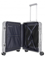 Travelite 'Next' 4-Rad-Bordtrolley S+ 55cm mit Vortasche 4,6kg 41l  Aluminium silber