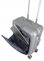 Travelite 'Next' 4-Rad-Bordtrolley S+ 55cm mit Vortasche 4,6kg 41l  Aluminium silber