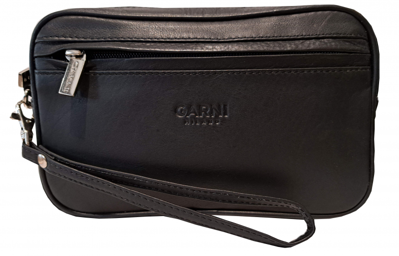 Garni Milano 'Top Zip' Gelenktasche echt Leder 20x13x5cm schwarz