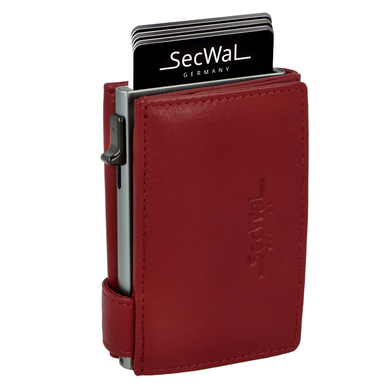 Secwal3 Kartenetui Geldbeutel Wiener Schachtel RFID Leder rot