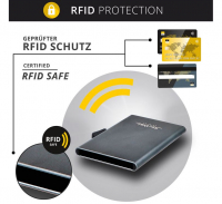 Secwal3 Kartenetui Geldbeutel Wiener Schachtel RFID Leder blau