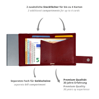 Secwal3 Kartenetui Geldbeutel Wiener Schachtel RFID Leder rot