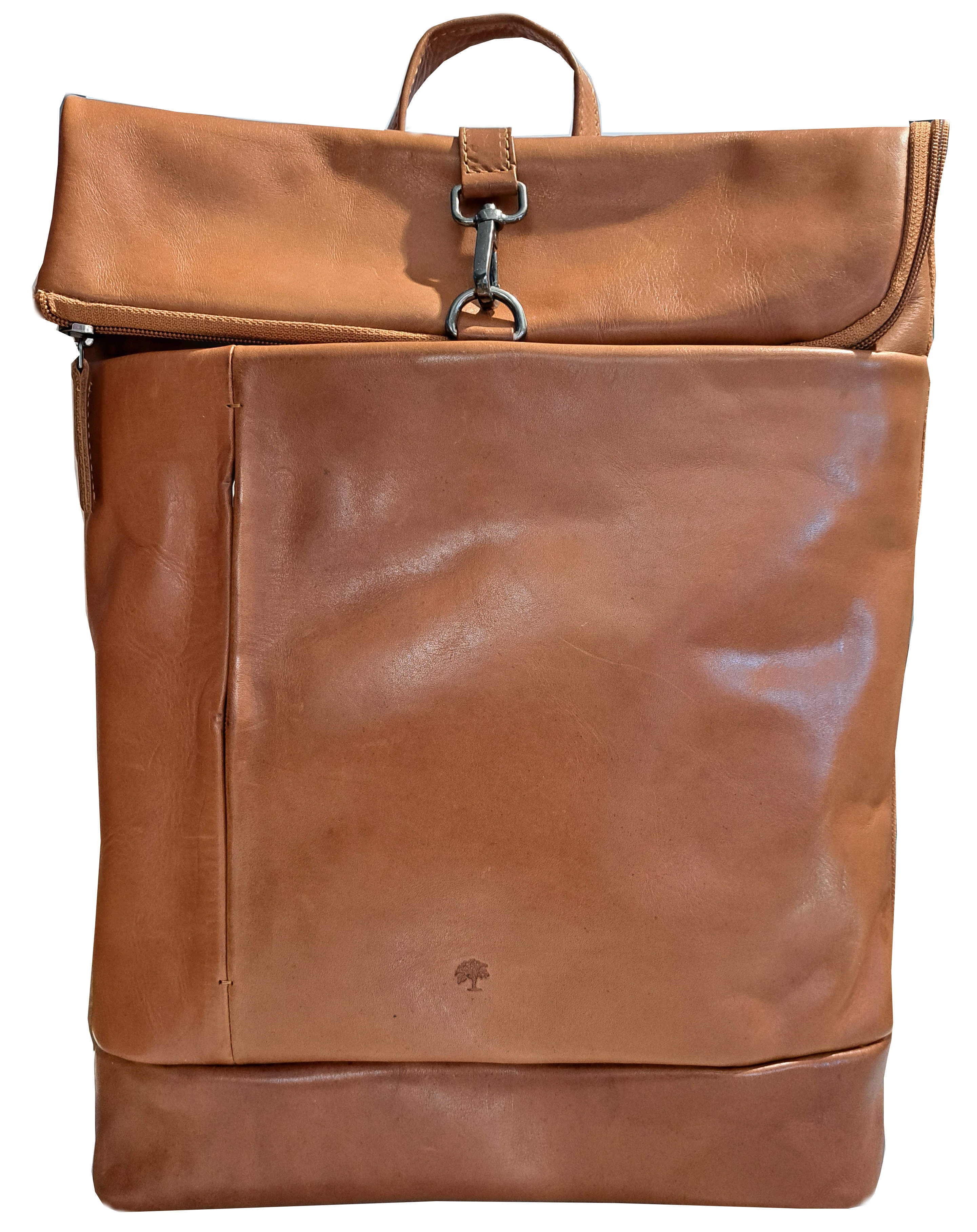 Prato 'LM Asif' Rucksack genarbtes Rindleder cognac