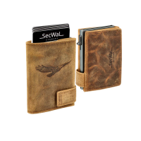 Secwal3P2 Kartenetui Geldbeutel Wiener Schachtel RFID Adler Leder braun