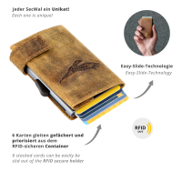 Secwal3P2 Kartenetui Geldbeutel Wiener Schachtel RFID Adler Leder braun