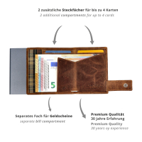 Secwal3P3 Kartenetui Geldbeutel Wiener Schachtel RFID Hirsch Leder braun