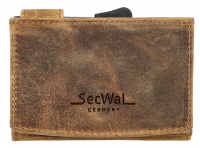Secwal3P3 Kartenetui Geldbeutel Wiener Schachtel RFID Hirsch Leder braun