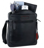 Bugatti 'Clark' Schultertasche echt Leder Schwarz