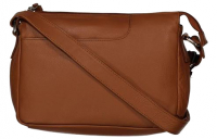 New Bags 'Leather' Damentasche mit Steckfach echt Leder tan