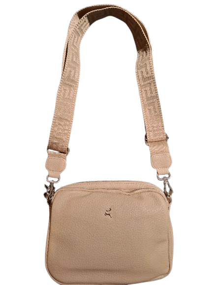 Prato 'LM Joyce' Umhängetasche breiter Riemen genarbtes PU beige