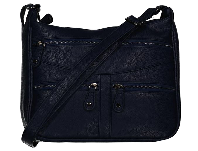 New Bags Schultertasche Riemen stufenlos verstellbar, viele Reißverschlüsse navy