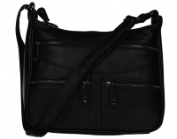 New Bags Schultertasche Riemen stufenlos verstellbar, viele Reißverschlüsse schwarz