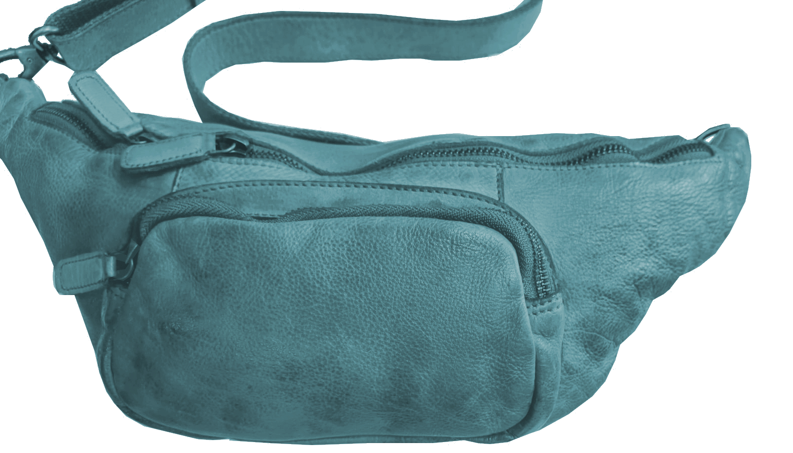 Jocorda 'Angela' Gürteltasche/Crossbag echtes, gewaschenes Leder Petrol Green