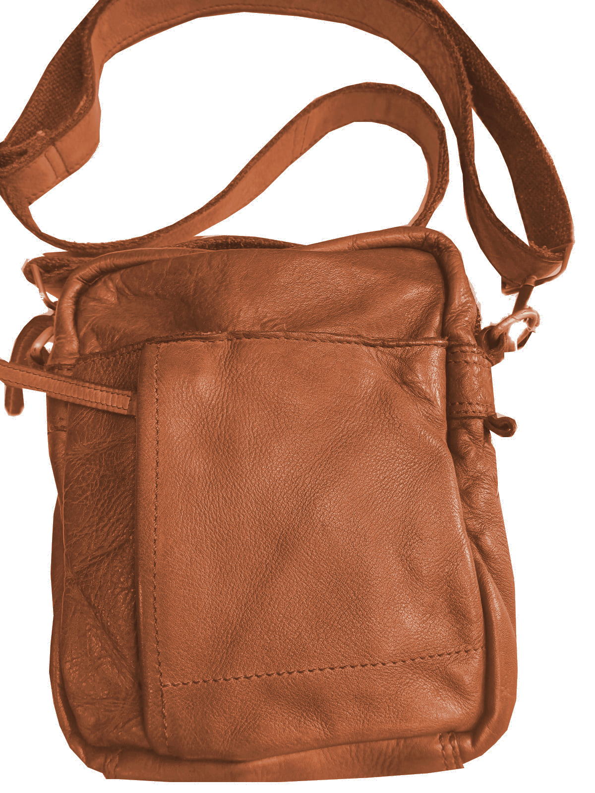 Jocorda 'Dario' Schultertache echtes, gewaschenes Leder cognac
