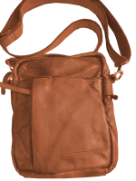 Jocorda 'Dario' Schultertache echtes, gewaschenes Leder cognac
