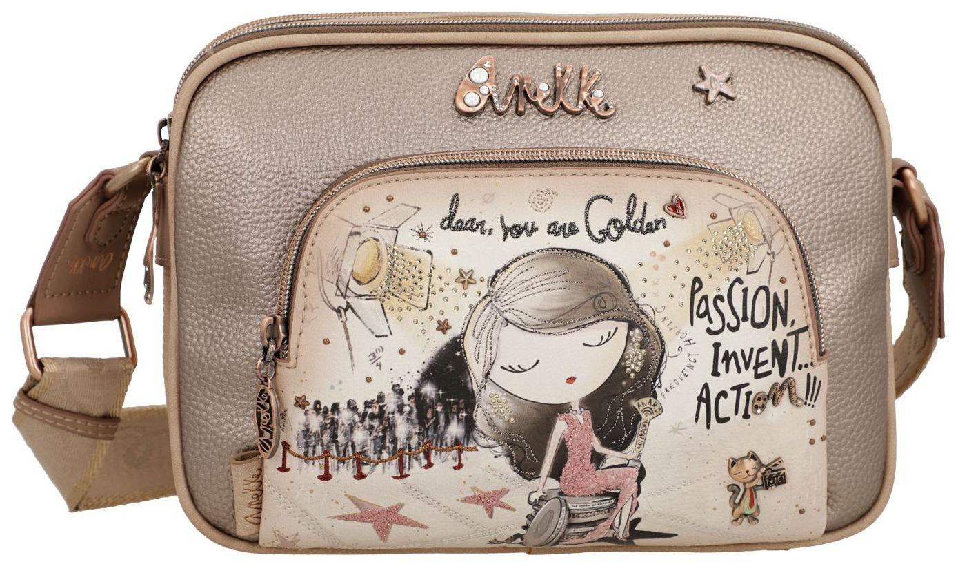 Anekke 'Hollywood' Schultertasche 2Hauptreißverschlüsse braun