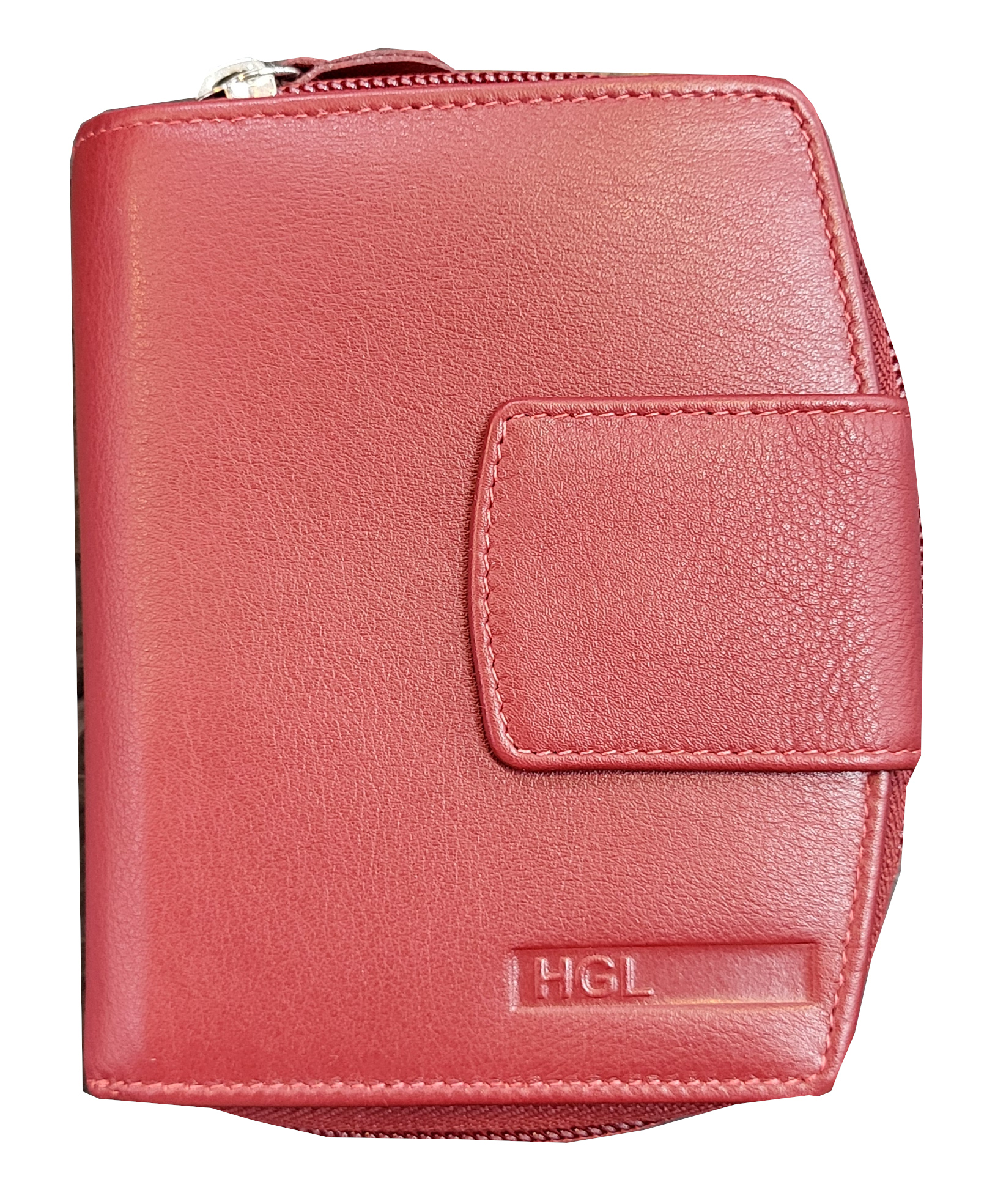 HGL Damenbörse m. RV und RFID echt Rindleder rot