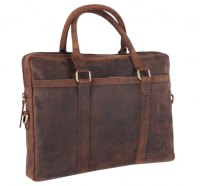 Hodalump 'Gecko' Businesstasche mit Laptopfach echt Leder braun