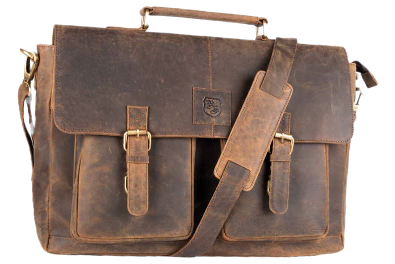 Hodalump 'Jordan' Aktentasche mit Laptopfach echt Leder braun
