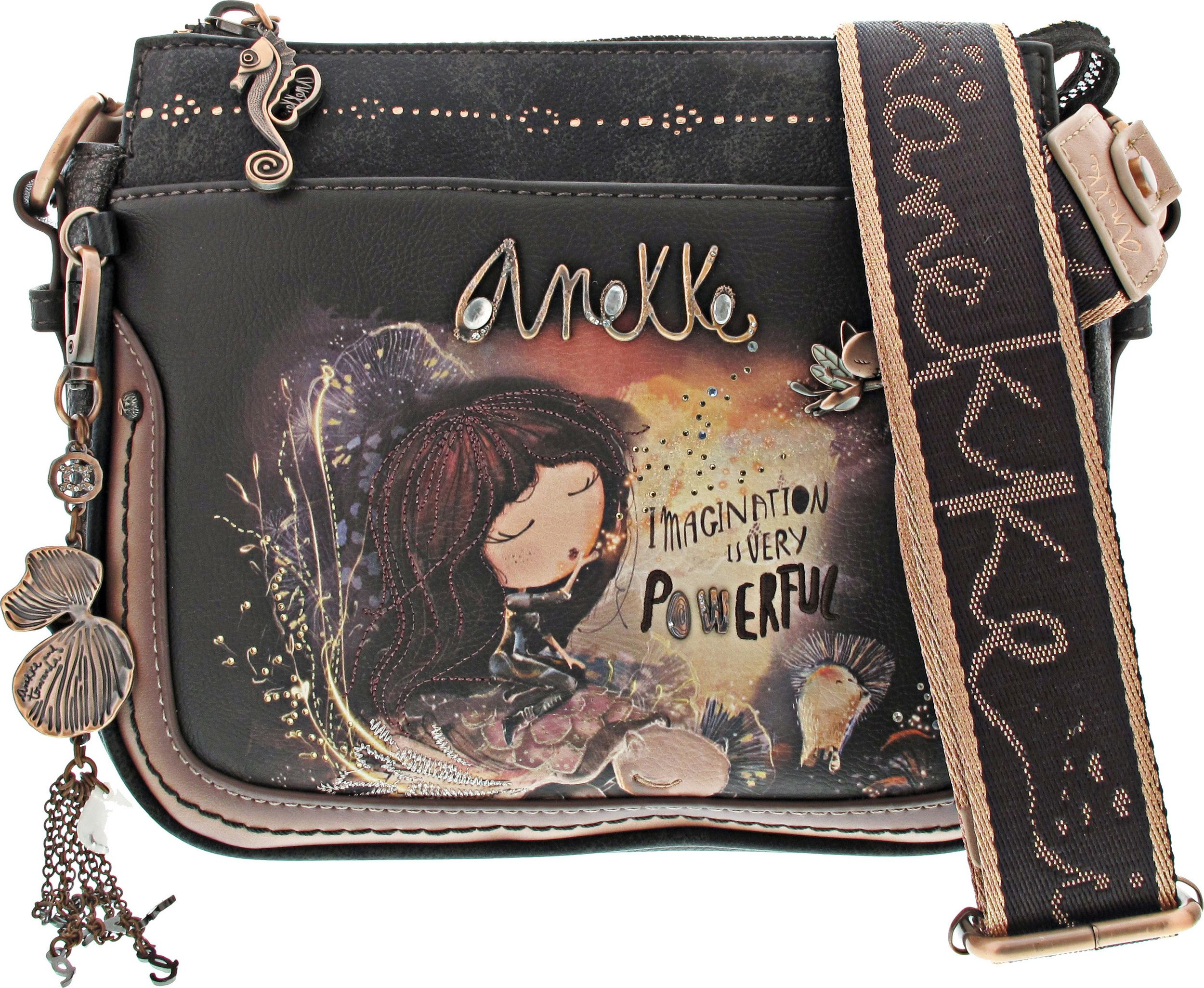 Anekke 'Dreamverse' Handbag Umhängetasche anthrazit / braun