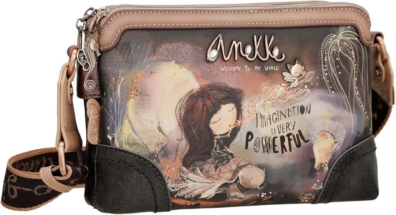 Anekke 'Dreamverse' Handbag Umhängetasche anthrazit / braun