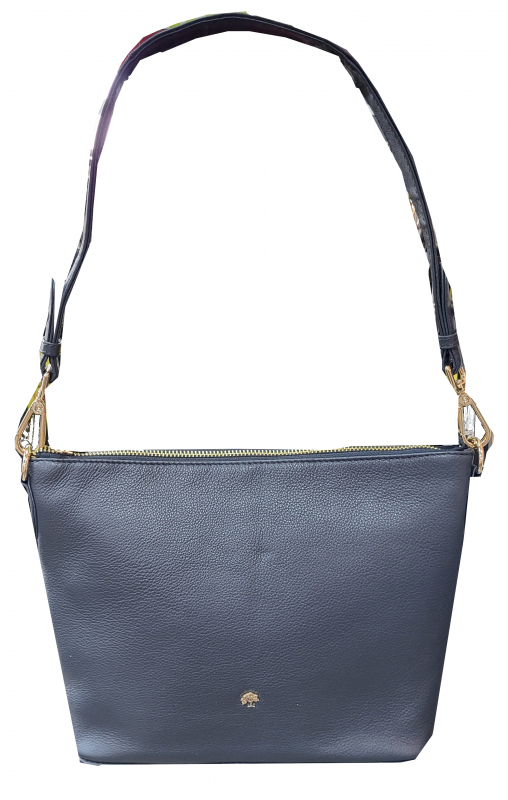 Prato 'LM Shahid' Schultertasche mit langen Riemen Rindleder dunkelblau