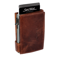 Secwal3 Kartenetui Geldbeutel Wiener Schachtel RFID Leder braun