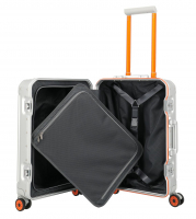 Travelite 'Next' 4-Rad-Bordtrolley S 55cm 4,2 kg 39l  Aluminium silber-orange